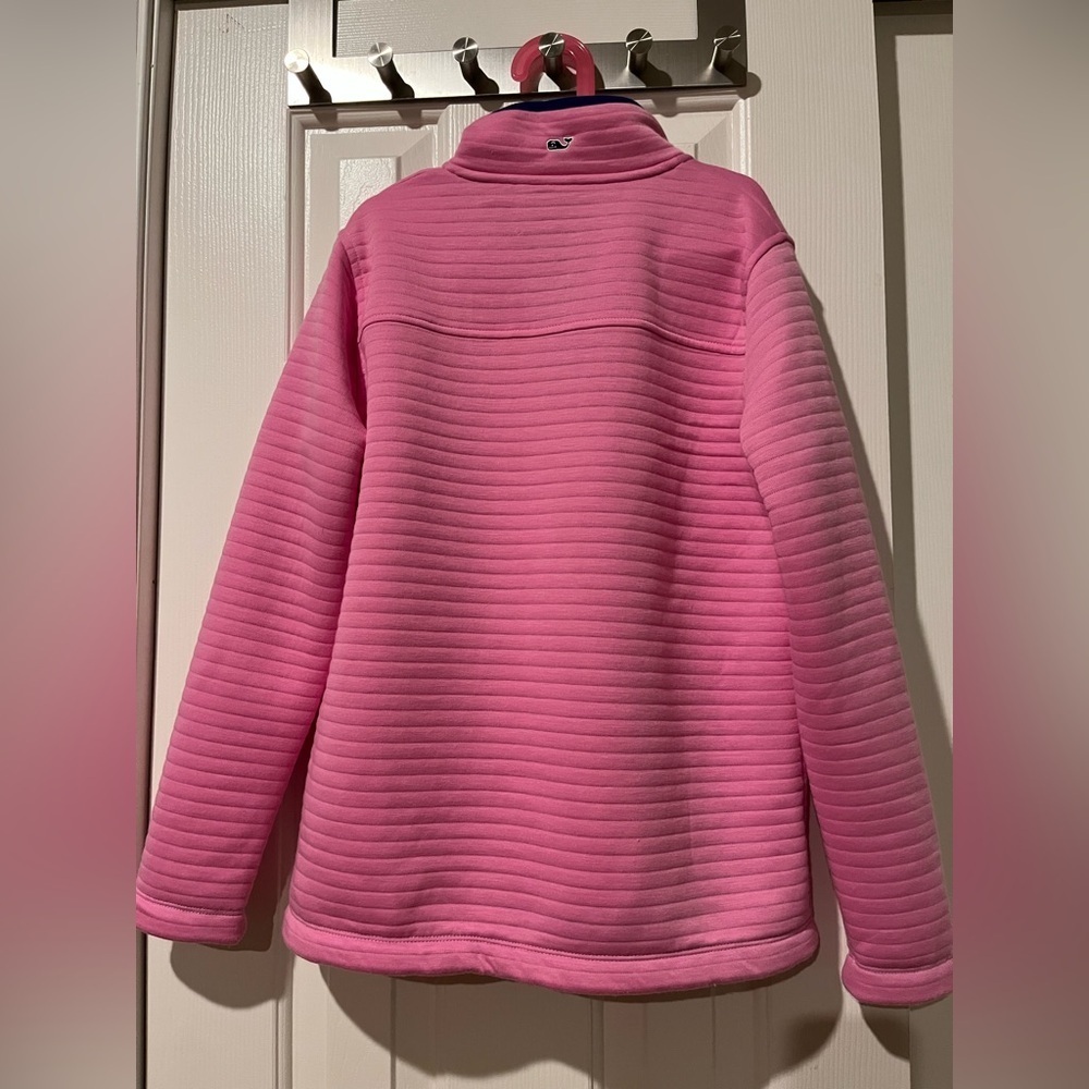 Vineyard Vines size L (14) pink/navy pullover with snap up mock neckline - Picture 9 of 13